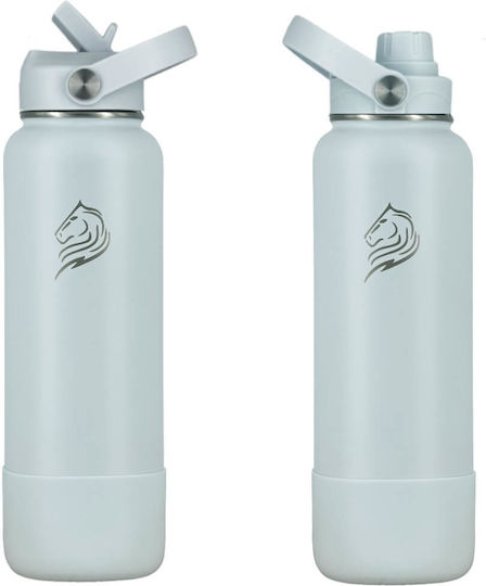 Cool'NMore Thermosflasche Rostfreier Stahl BPA-frei 1l Surf mit Stroh, Handgriff, Mundstück und Schlinge