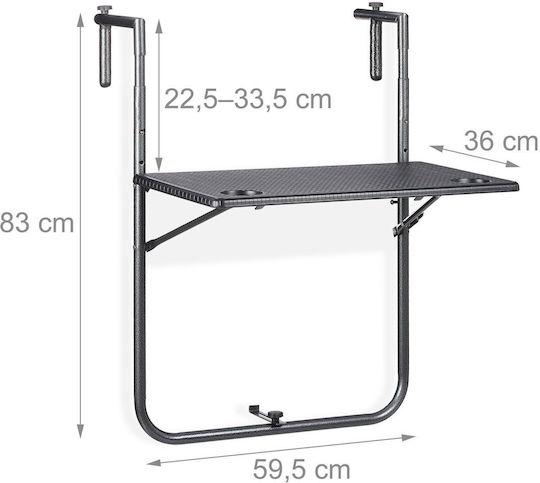 Metal Garden Table For Small Outdoor Spaces Foldable Black 83x59.5x59cm