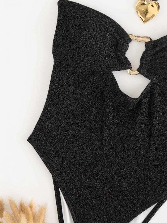 Strapless Ολόσωμο Μαγιό Push Up Μαυρο