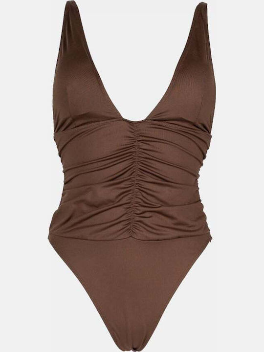 Brown One Piece Swimsuit