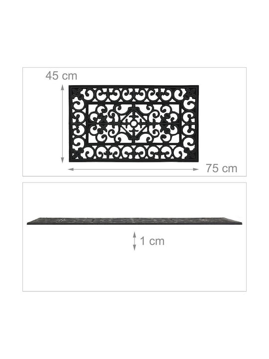 Relaxdays Non-Slip Rubber Black Doormat 75x45cm