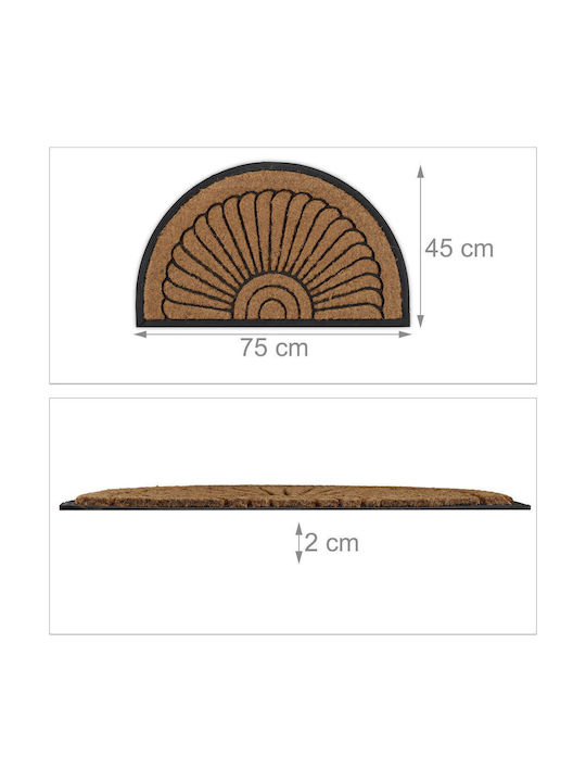 Relaxdays Semicircular Rubber Beige Doormat 75cm x