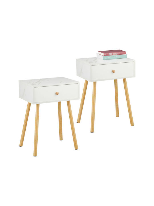 Noptiere Dormitor Din Lemn Alb 2 Buc 55x40x32cm
