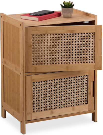 Relaxdays Nachttisch aus Bambus Beiges 56x42x30cm