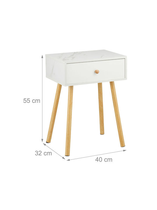 Noptiere Dormitor Din Lemn Alb 2 Buc 55x40x32cm