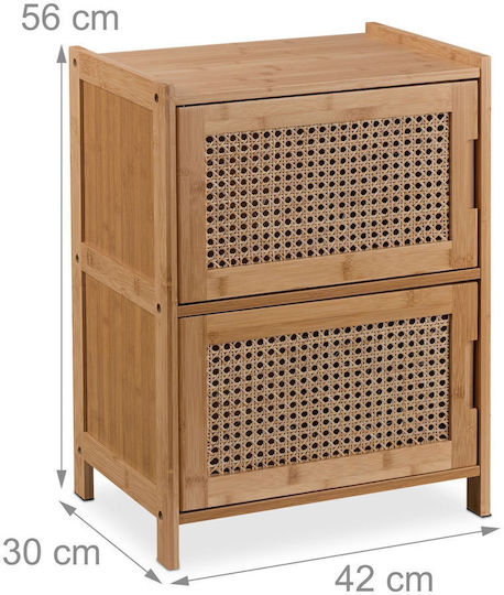 Relaxdays Nachttisch aus Bambus Beiges 56x42x30cm