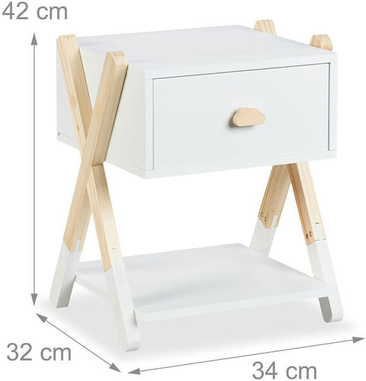 Nachttisch Holz Weiß 42x34x32cm