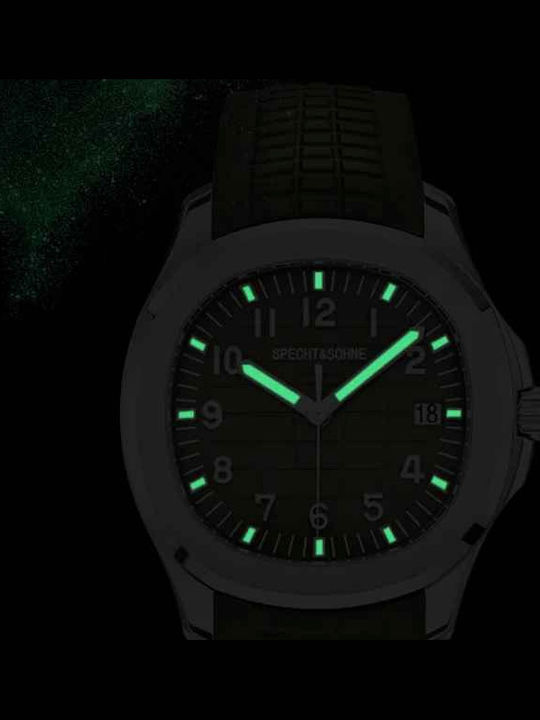 Specht & Sohne Ceas Barbatesc 40mm Automat cu Curea din Cauciuc Roz Auriu