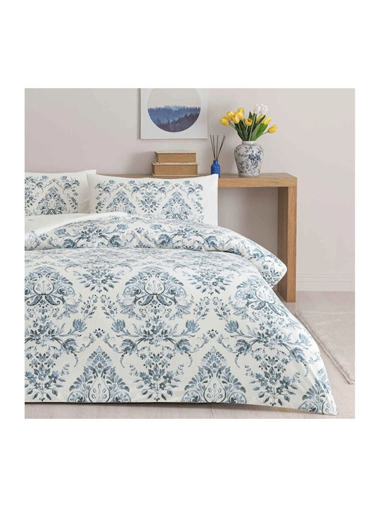 Tac Set Huse Pentru Pilote 200x220cm Dublu Cu 2 Fețe De Pernă & 1 Cearceaf Albastru