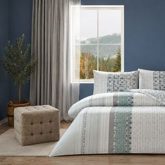 Tac Duvet Cover Set 200x220cm Double With 2 Pillowcases & 1 Bed Sheet Gray