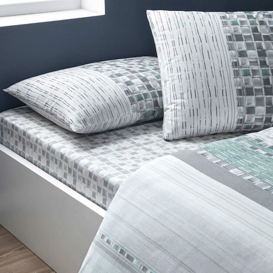 Tac Duvet Cover Set 200x220cm Double With 2 Pillowcases & 1 Bed Sheet Gray