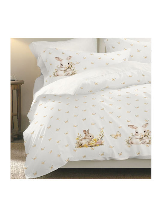 Lenjerii Deosebite Set Huse Pentru Pilote 100% Bumbac 200x220cm Dublă Cu 2 Fețe De Pernă Și 1 Cearceaf Alb