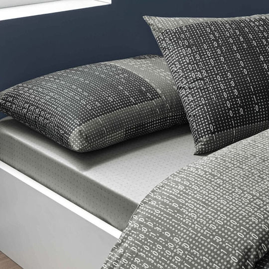 Tac Cotton Duvet Cover Set 200x220cm Double With 2 Pillowcases & 1 Bed Sheet Black