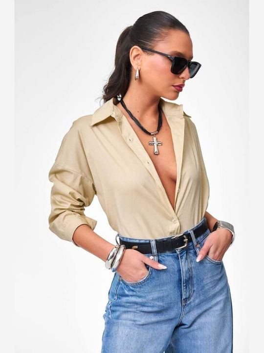 Long Sleeve Women's Shirt Beige Dark