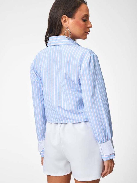 Long Sleeve Women's Shirt Sea Blue Striped