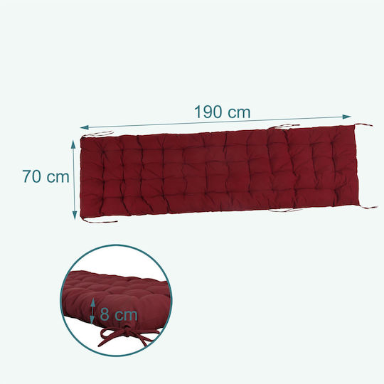 Relaxdays Възглавница за шезлонг с гръб Тъмночервена 70x190см