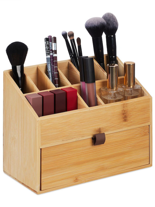 Relaxdays Cosmetics Organizer with Dividers Brown