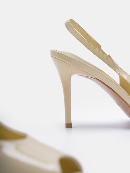 Peep Toe Γόβες από Λουστρίνι Κίτρινες