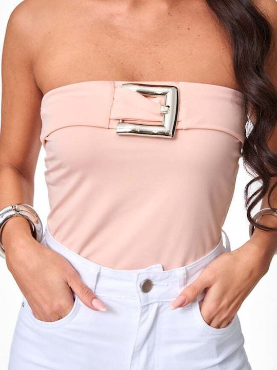Decoro Damen-Bodysuit Strapless Agrafá Rosa Zart