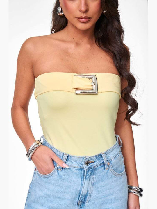 Κορμάκι Strapless Αγκράφα Κιτρινο