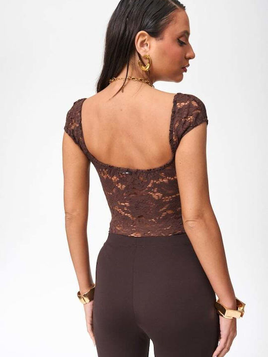 Lace Brown Women's Bodysuit