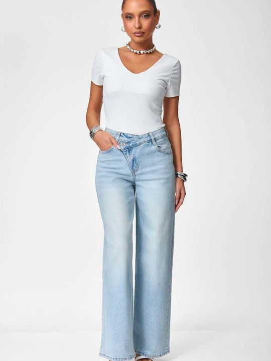 Deep Neckline White Women's Bodysuit