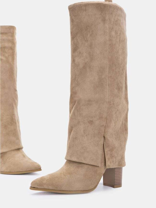 Suede Women's Boots Beige