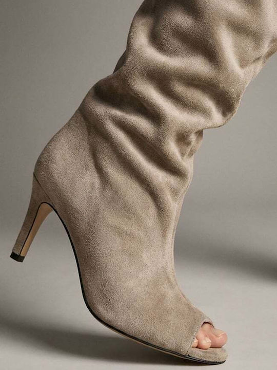 Suede Γυναικείες Μπότες Μπεζ