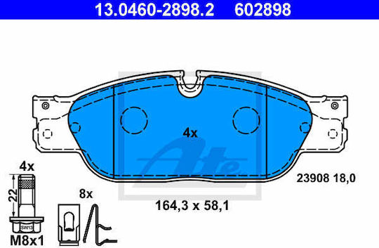 Brake Pad Set Disc Brake Ate 13.0460-2898.2