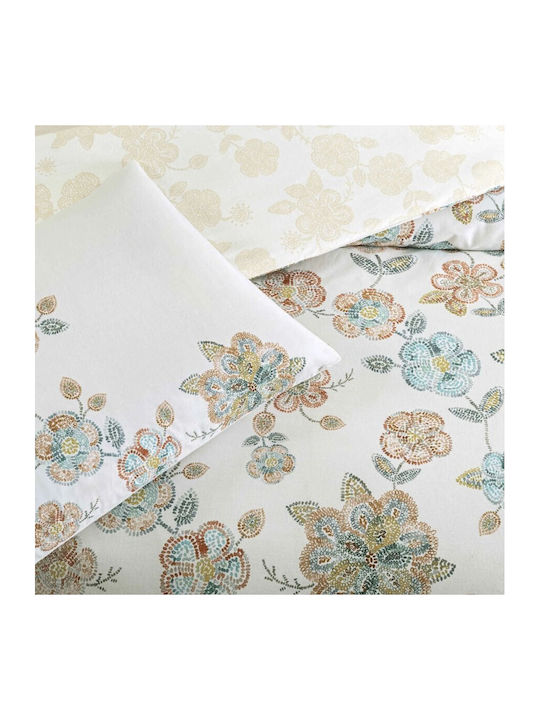Tac Set Huse Pentru Pilote 100% Bumbac 200x220cm Dublu Cu 2 Fețe De Pernă & 1 Cearceaf Pastel Floral