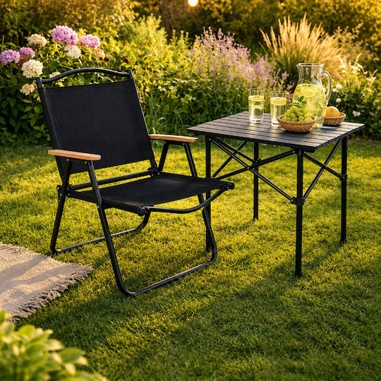 Outdoor Chair Metallic Black 75.5x58.5x53.5 cm