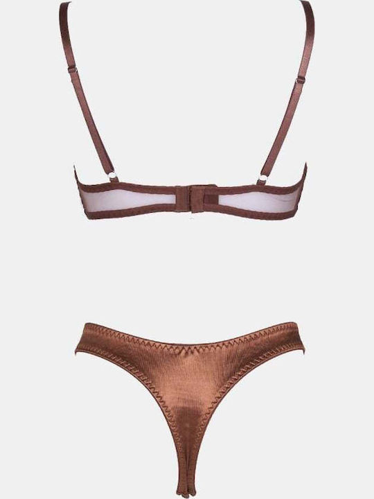 Decoro Women's Underwear Sets with Brown Slip
