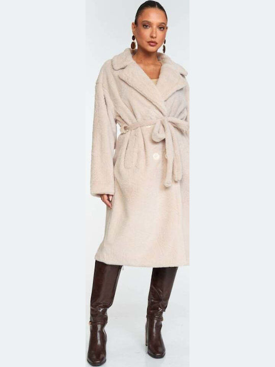 Long Women's Fur Beige