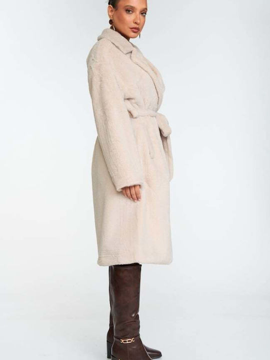 Long Women's Fur Beige