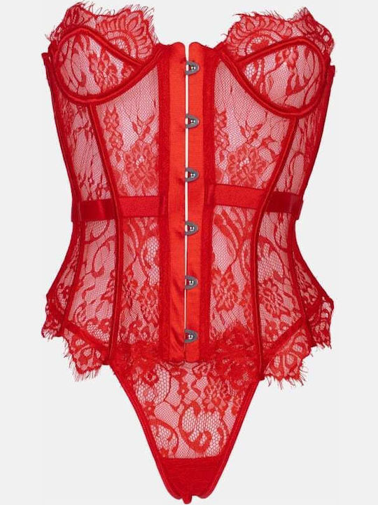 Decoro Lace Women's Underwear Set with Red Slip