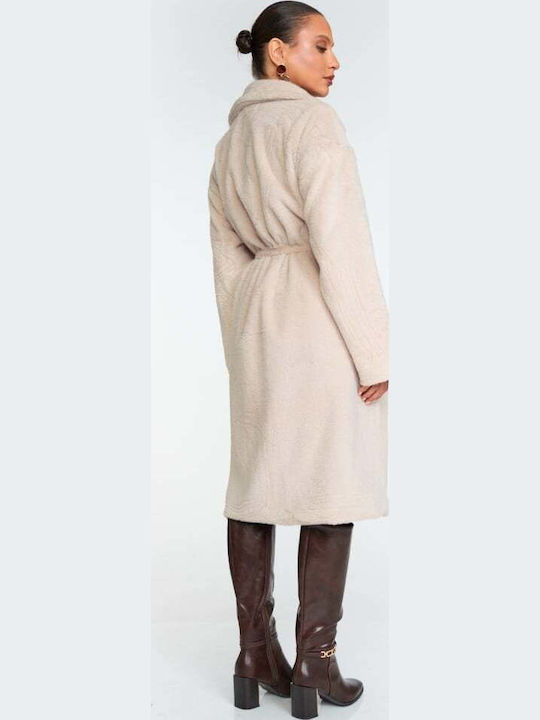 Long Women's Fur Beige
