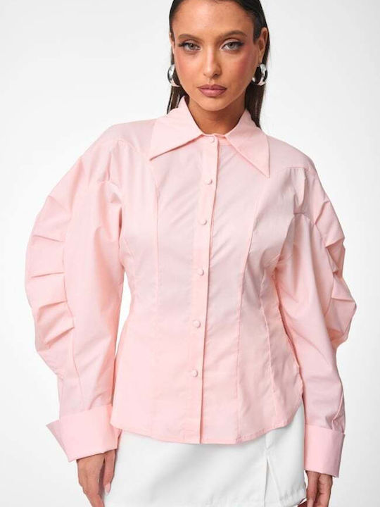 Langärmeliges Damenhemden Rosa