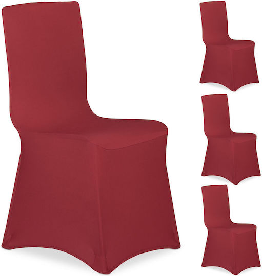 Relaxdays Ελαστικό Κάλυμμα Καρέκλας Dark Red 40x45cm 4τμχ Relaxdays Ελαστικό Κάλυμμα Καρέκλας Dark Red 40x45cm 4τμχ