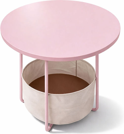 Round Metal Side Table Cream/Pink W50xL50xH45cm