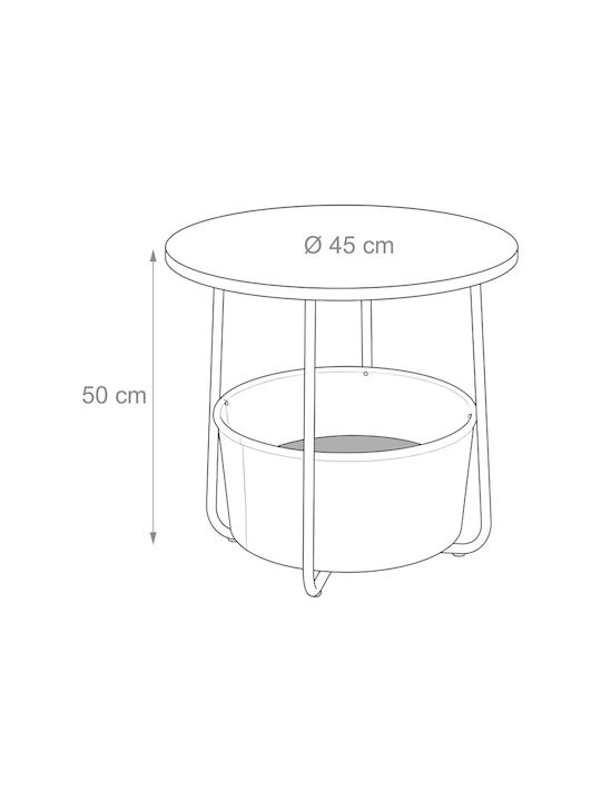 Măsuță Laterală Rotundă Metalică Cream/Roz 50x50x45cm