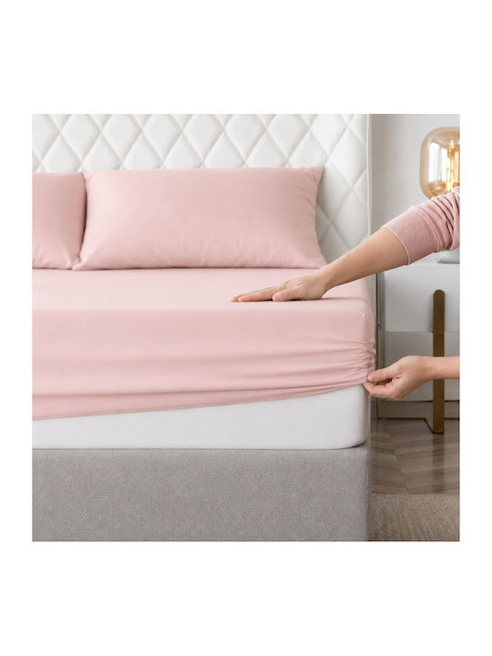 My Home Luxury Single Bed Sheets Set With Rubber Hugger 100x200+30cm Powder (3 Pieces)