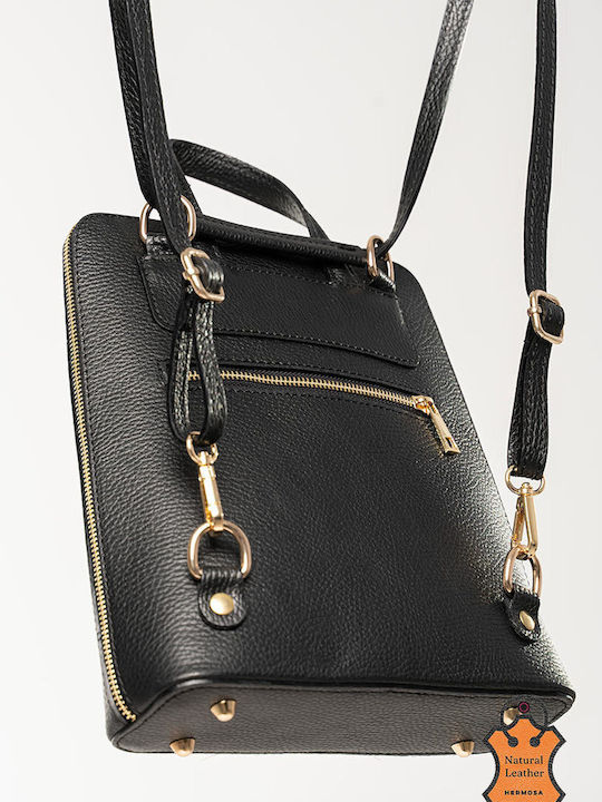 Damen Leder Rucksack Schwarz