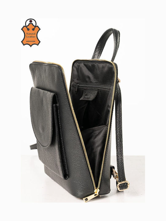 Damen Leder Rucksack Schwarz