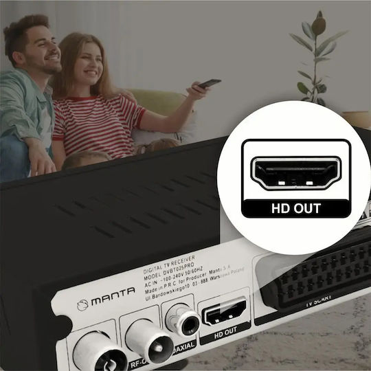 Manta DVBT025PRO Ψηφιακός Δέκτης Mpeg-4 Σύνδεσεις SCART / HDMI / USB