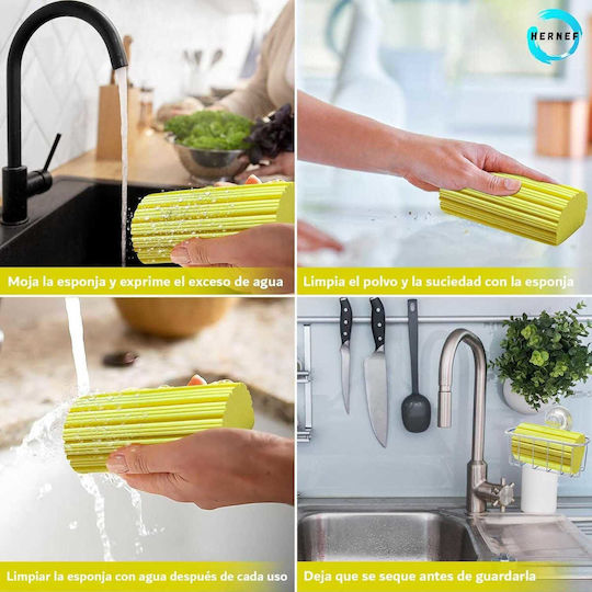 Foam Sponges for Dust Collection and Window Cleaning Grey Yellow