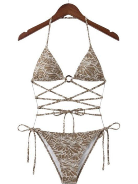 Set Bikini Floral Alb