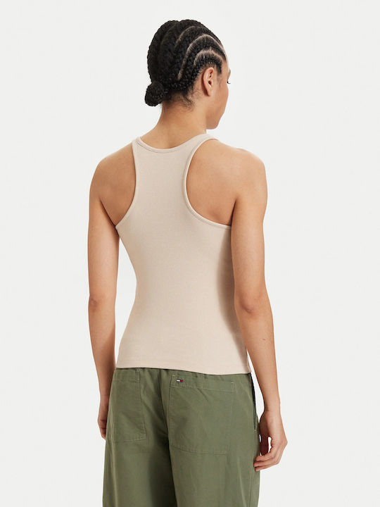 Tommy Hilfiger Damen Bluse Baumwolle Ärmellose Weiß Clay