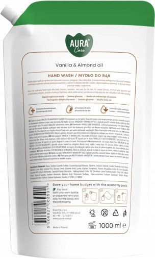 Aura Greca Refill Gel De Duș Cu Migdale Și Miros De Vanilie 1000ml