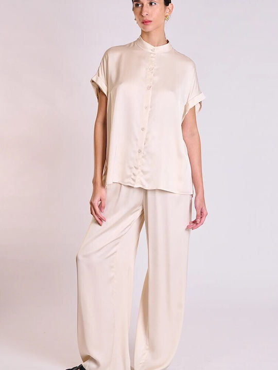 Langärmeliges Damenhemd Beige