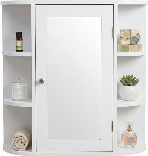 Relaxdays Badezimmerspiegel mit Schrank 58x61cm Weiß